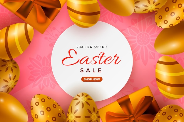 Realistic golden easter sale illustration