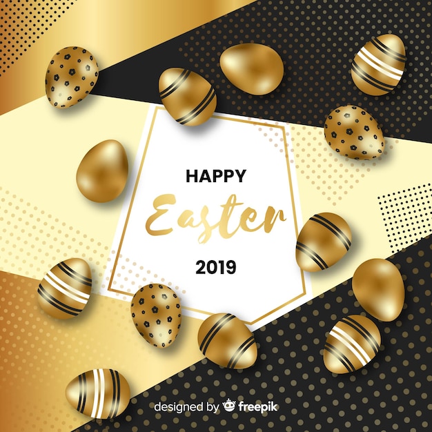 Free Vector realistic golden eggs easter day background