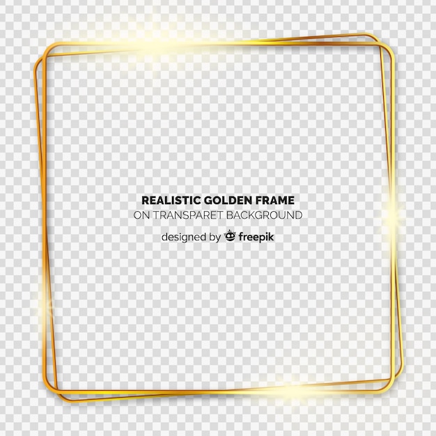 Free Vector realistic golden frame on transparent background