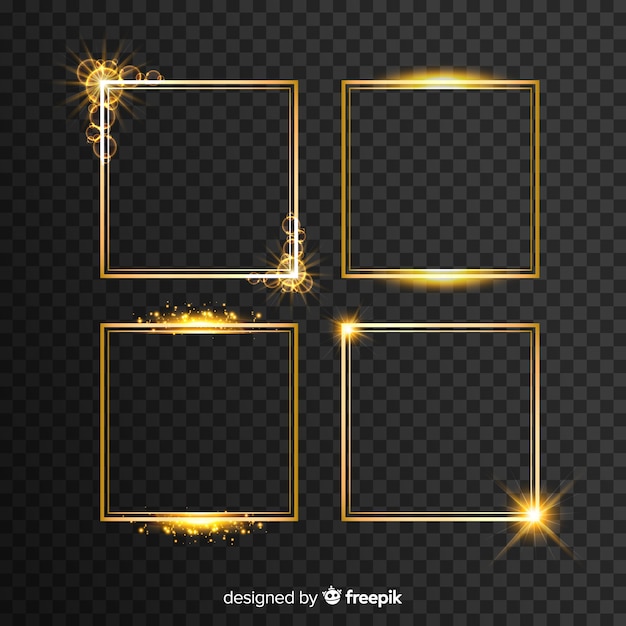 Realistic golden frames set