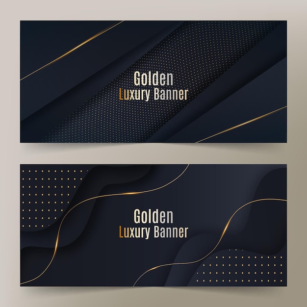 Realistic golden luxury banners