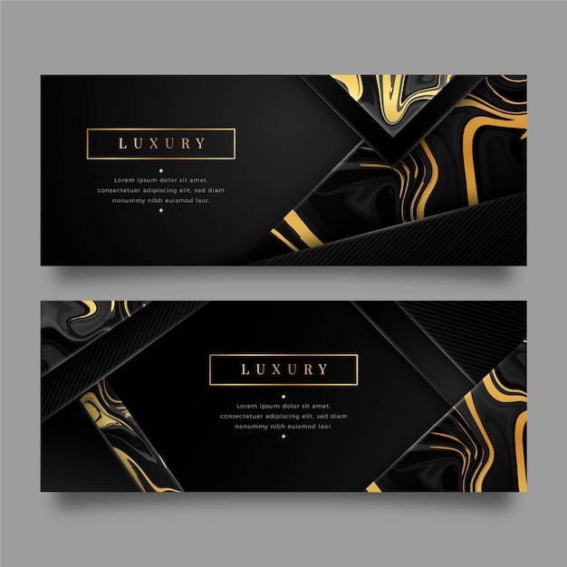 Free vector realistic golden luxury banners