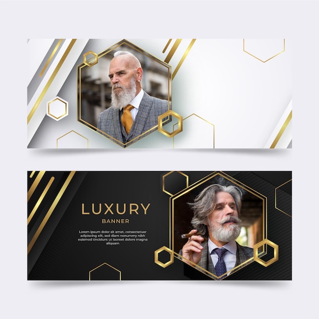 Free vector realistic golden luxury banners