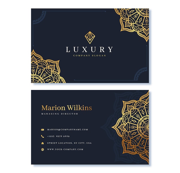 Free Vector realistic golden luxury business card template