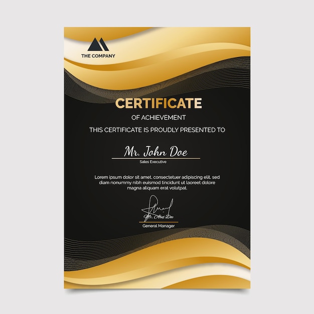 Realistic golden luxury certificate