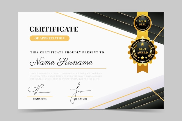 Realistic golden luxury certificate