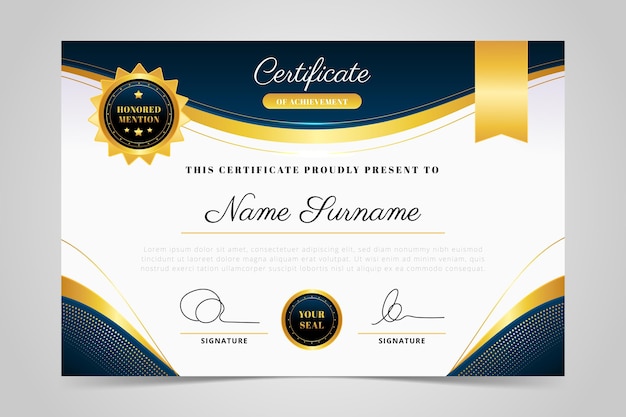 Realistic golden luxury certificate