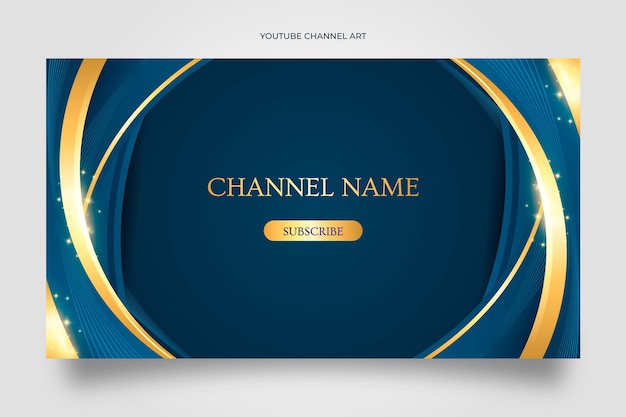 Realistic golden luxury youtube channel art