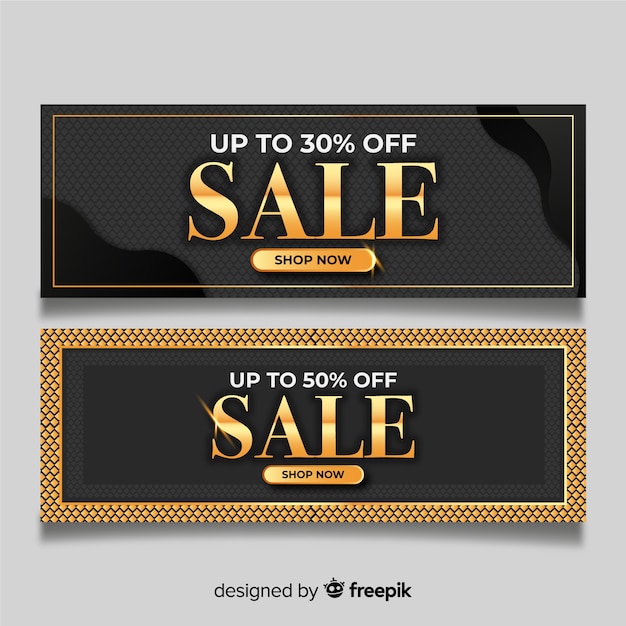 Free Vector realistic golden sales banner