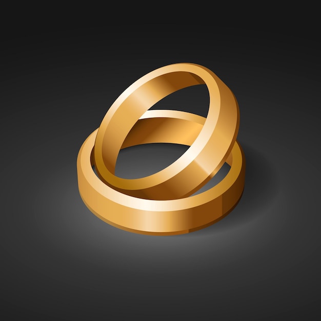 Realistic golden wedding rings