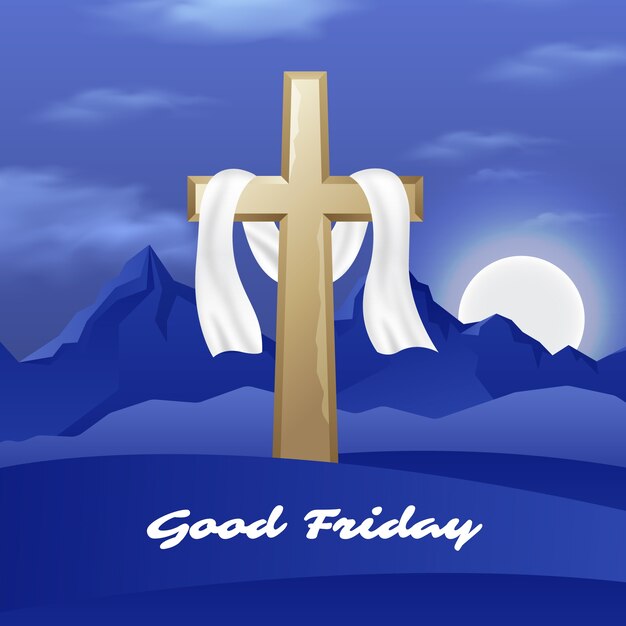 Realistic good friday illustration with cross