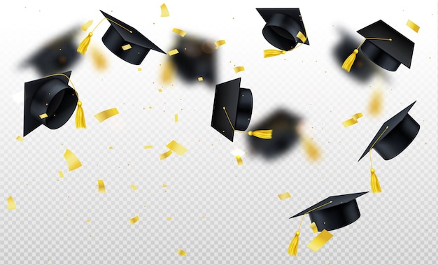 Free Vector realistic graduate caps background