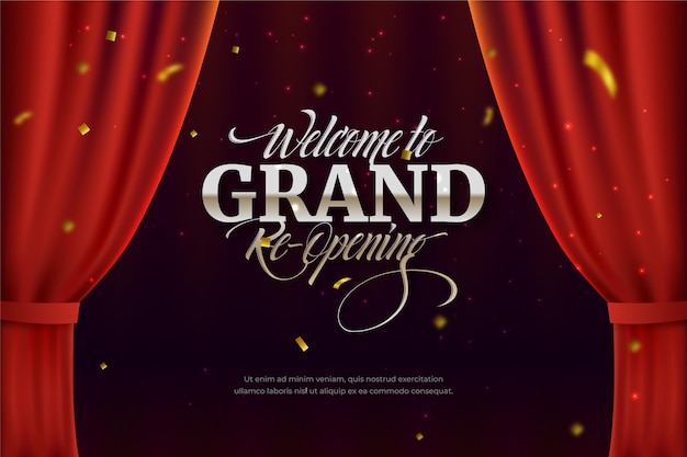 Realistic grand re-opening soon background