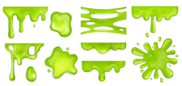 Free Vector realistic green slime splatters on white background isolated vector illustration