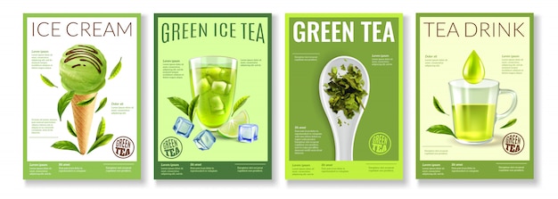 Realistic green tea collection