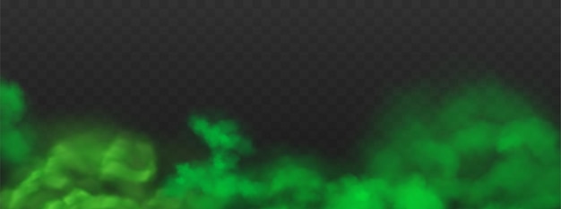 Free Vector realistic green toxic smoke on black horizontal transparent background illustration