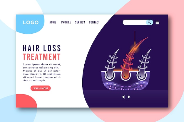 Free Vector realistic hair loss treatment landing page