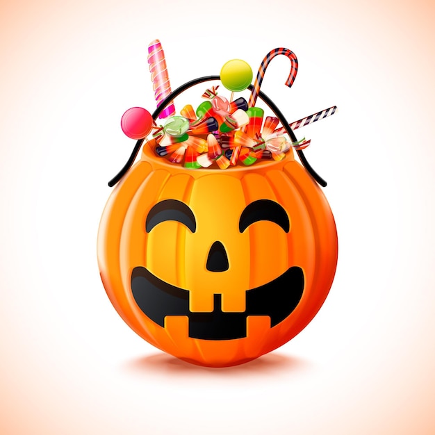 Free Vector realistic halloween bag with candy