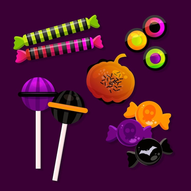 Free Vector realistic halloween candy collection