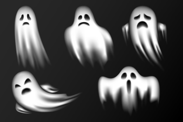 Free Vector realistic halloween ghosts collection