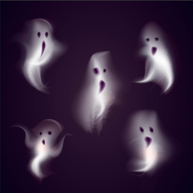 Free Vector realistic halloween ghosts collection