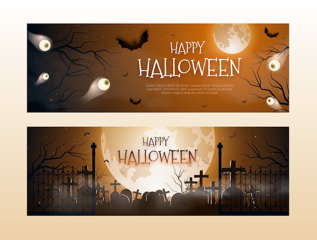 Free Vector realistic halloween horizontal banner template