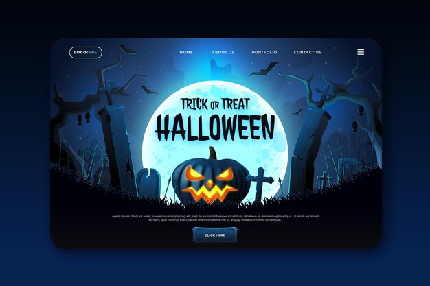 Realistic halloween landing page template