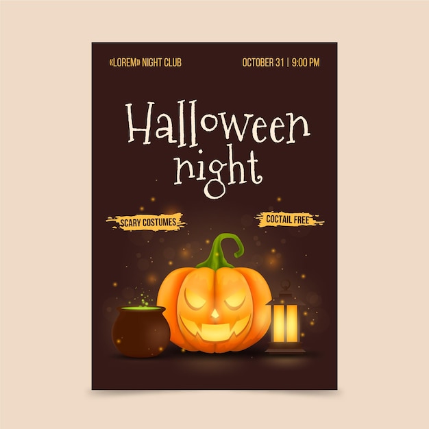 Realistic halloween party poster template