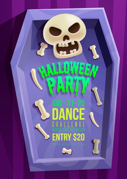 Realistic halloween party poster template