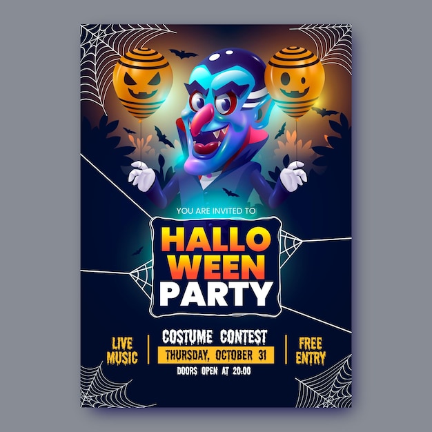 Free Vector realistic halloween party poster template