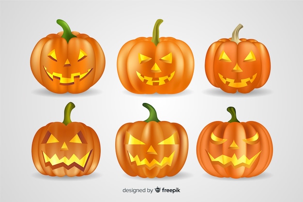 Realistic halloween pumpkin collection