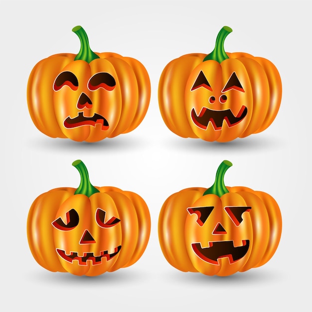 Realistic halloween pumpkin collection