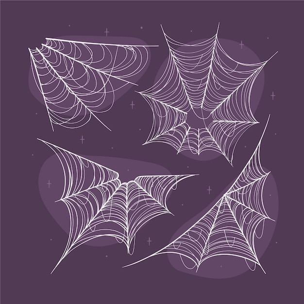 Realistic halloween spider webs collection