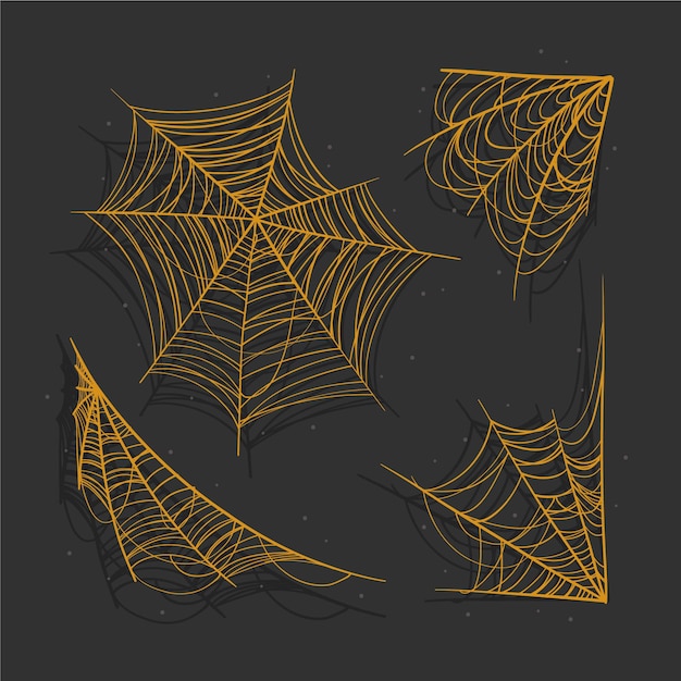 Realistic halloween spider webs collection