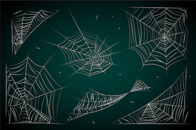 Realistic halloween spider webs collection