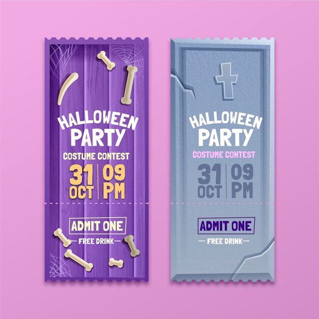 Realistic halloween tickets collection