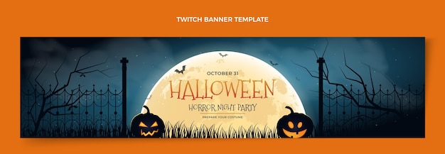 Free Vector realistic halloween twitch banner