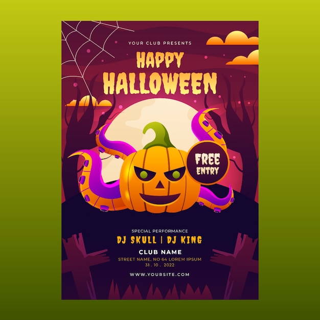 Realistic halloween vertical flyer template