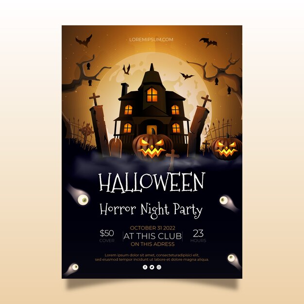 Realistic halloween vertical flyer template