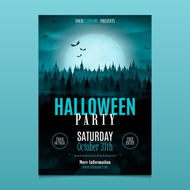 Realistic halloween vertical poster template