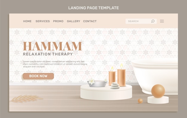 Free Vector realistic hammam landing page template