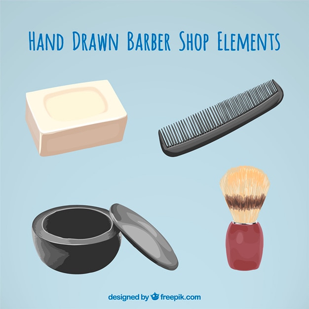 Free Vector realistic hand drawn barber elements