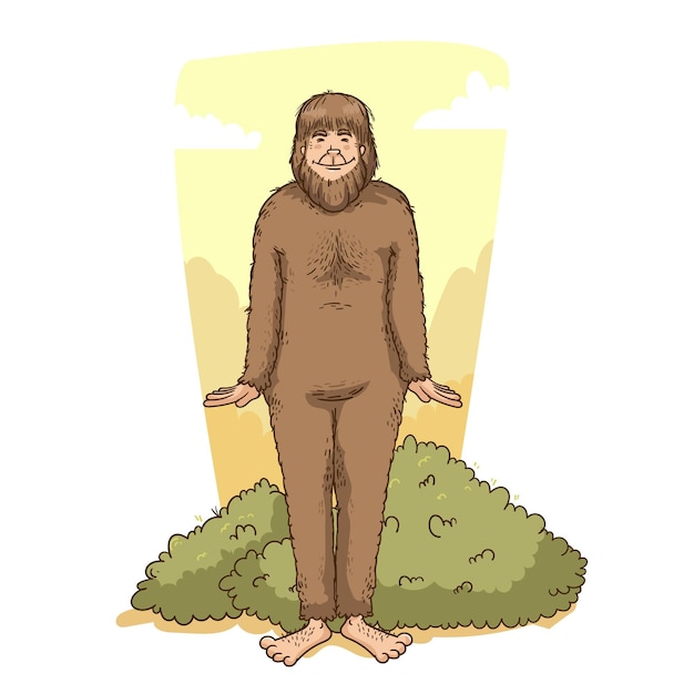 Free Vector realistic hand drawn bigfoot sasquatch illustration