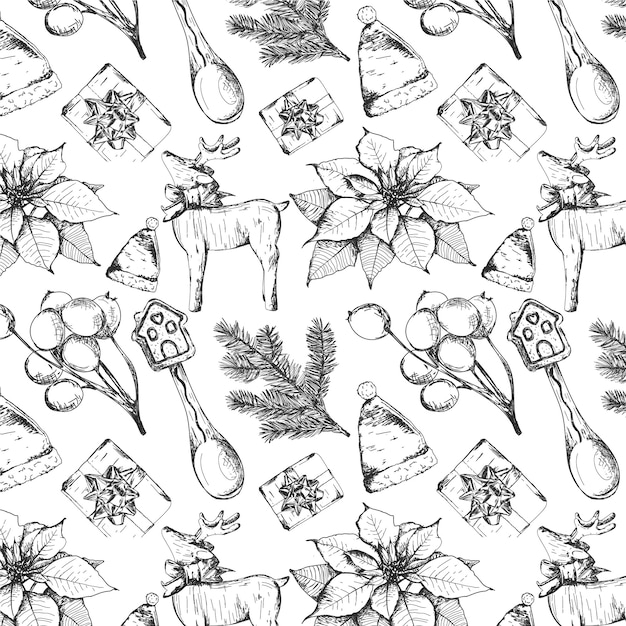 Realistic hand drawn christmas pattern