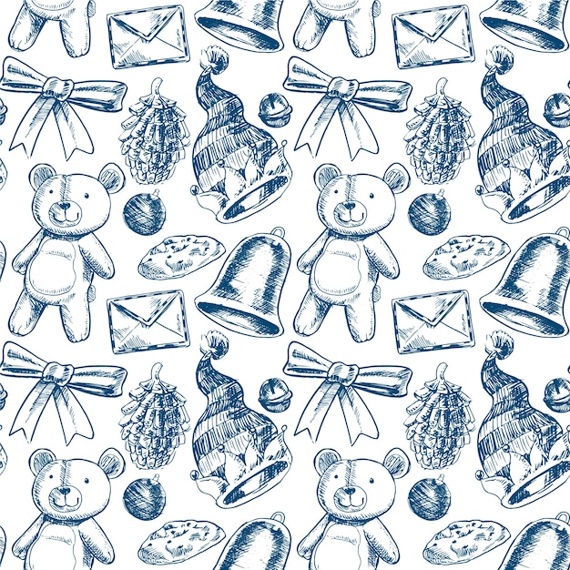 Free vector realistic hand drawn christmas pattern