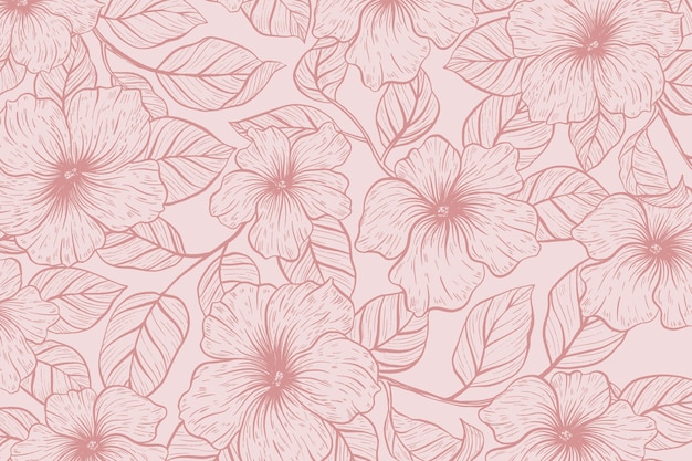 Realistic hand drawn floral background