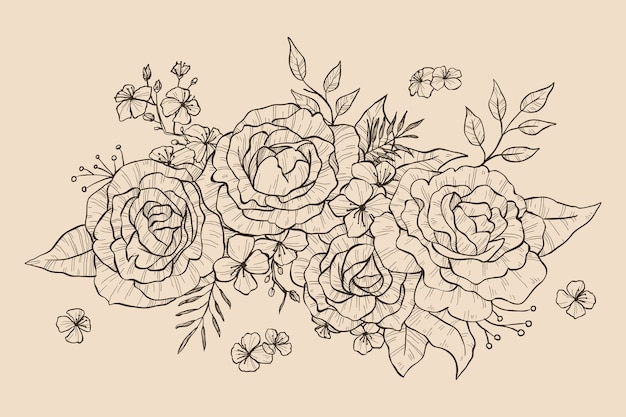 Free vector realistic hand drawn floral bouquet