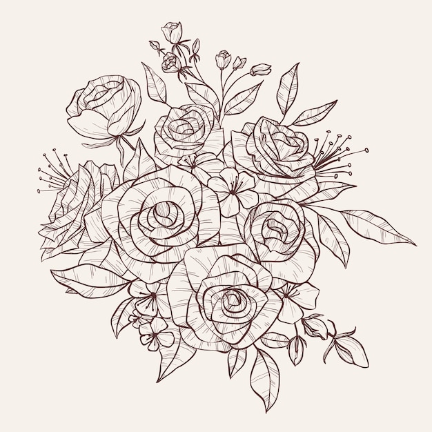 Realistic hand drawn floral bouquet