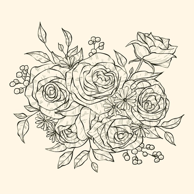 Realistic hand drawn floral bouquet