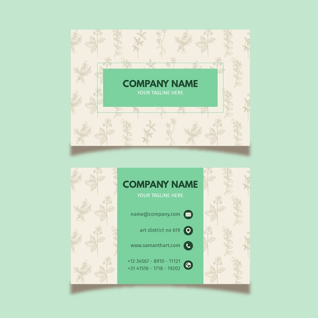 Free vector realistic hand drawn floral business card template